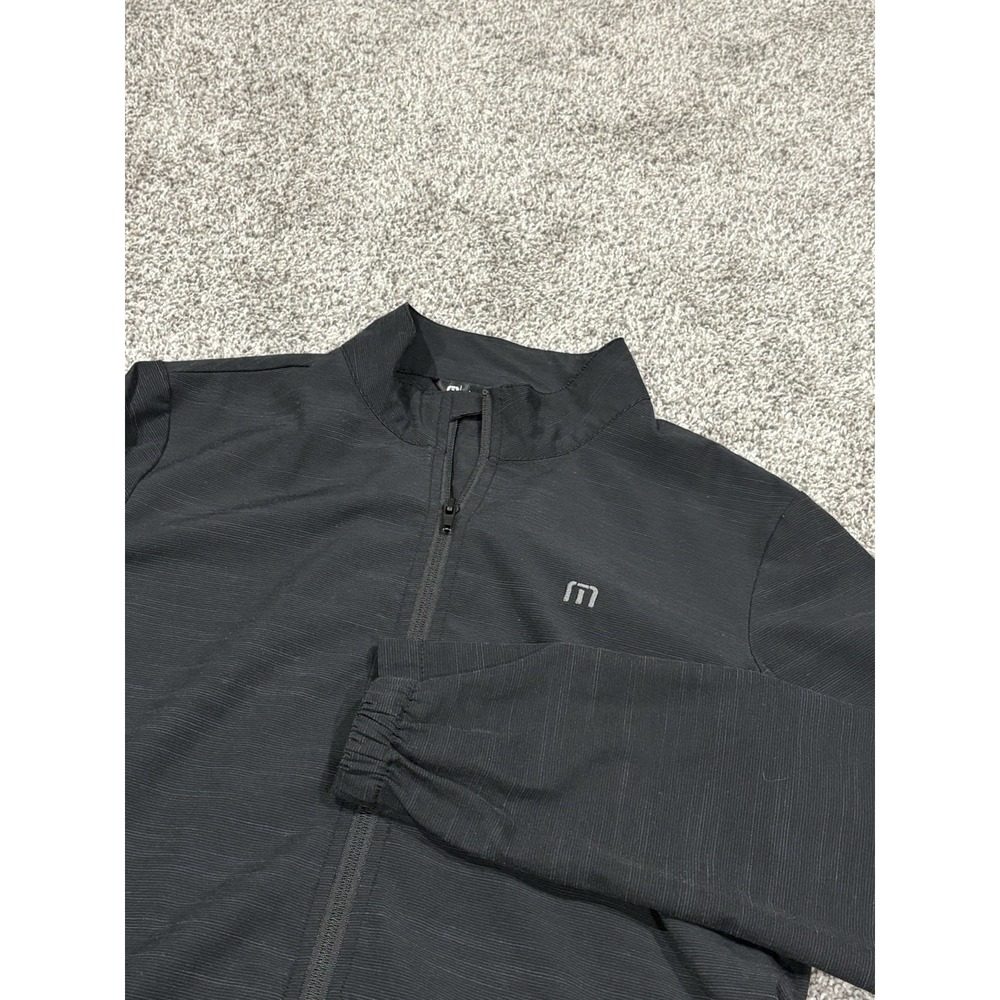 TravisMathew Mens Full Zip Golf Jacket Black Performance Mock Neck Size Small